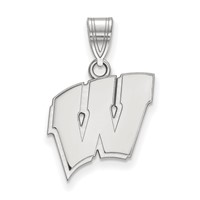 Sterling Silver Rhodium-plated LogoArt University of Wisconsin Letter W Medium Pendant view 1