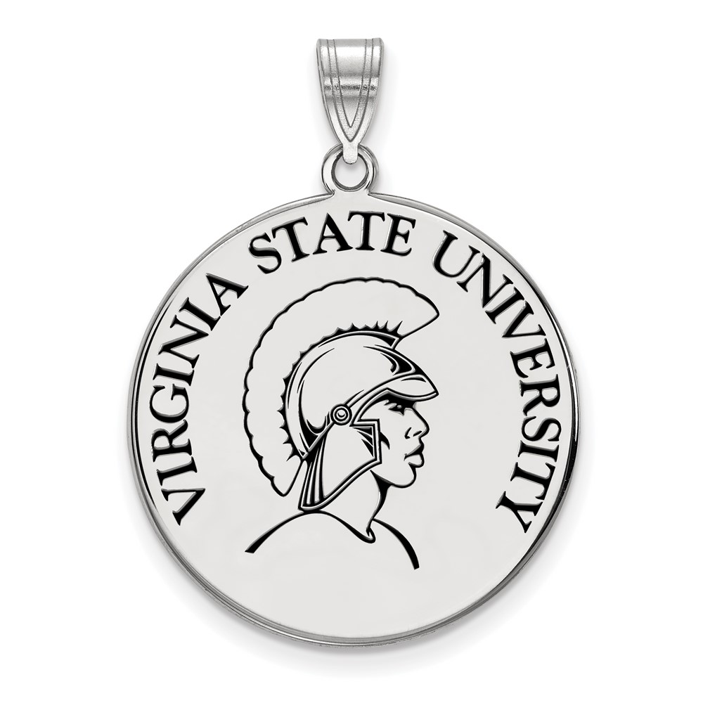 Sterling Silver Rhodium-plated LogoArt Virginia State University Extra Large Enameled Disc Pendant