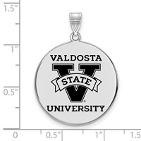 Sterling Silver Rhodium-plated LogoArt Valdosta State University Extra Large Enameled Disc Pendant view 2