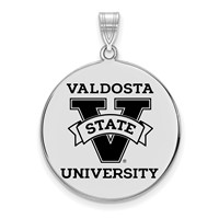 Sterling Silver Rhodium-plated LogoArt Valdosta State University Extra Large Enameled Disc Pendant view 1