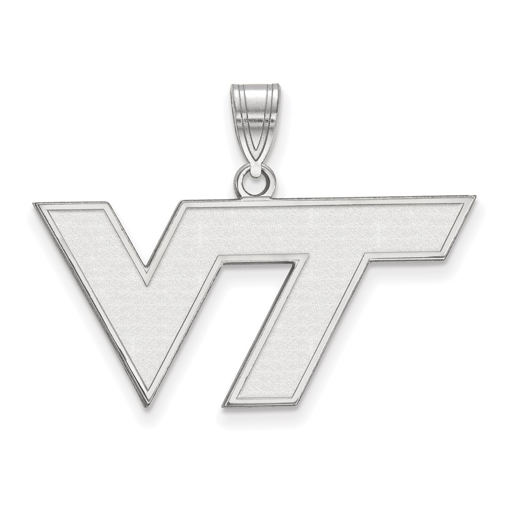 Sterling Silver Rhodium-plated LogoArt Virginia Tech V-t Medium Pendant