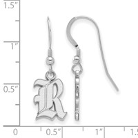 Sterling Silver Rhodium-plated LogoArt Rice University Letter R Small Dangle Wire Earrings view 2