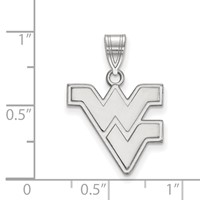 Sterling Silver Rhodium-plated LogoArt West Virginia University W-v Medium Pendant view 2