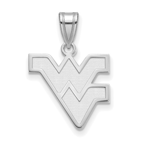 Sterling Silver Rhodium-plated LogoArt West Virginia University W-v Medium Pendant