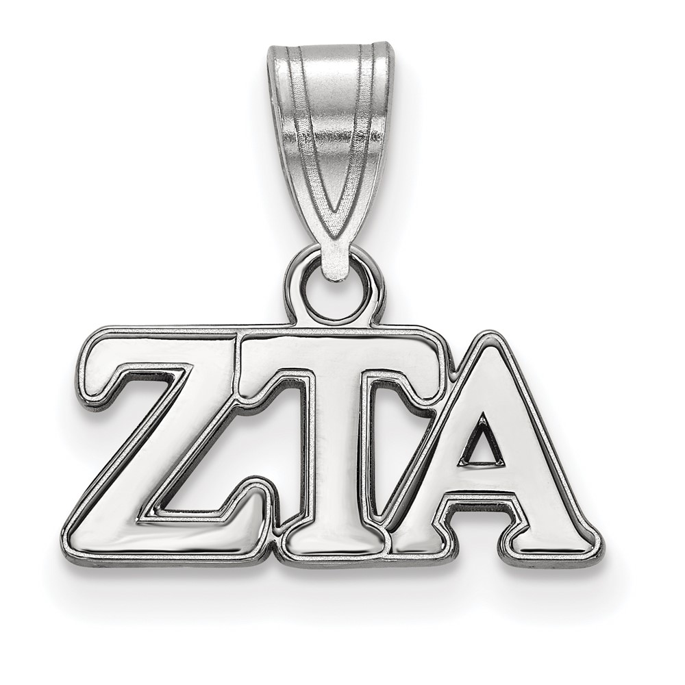 Sterling Silver Rhodium-plated LogoArt Zeta Tau Alpha Sorority Greek Letters Medium Pendant