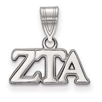 Sterling Silver Rhodium-plated LogoArt Zeta Tau Alpha Sorority Greek Letters Medium Pendant view 1
