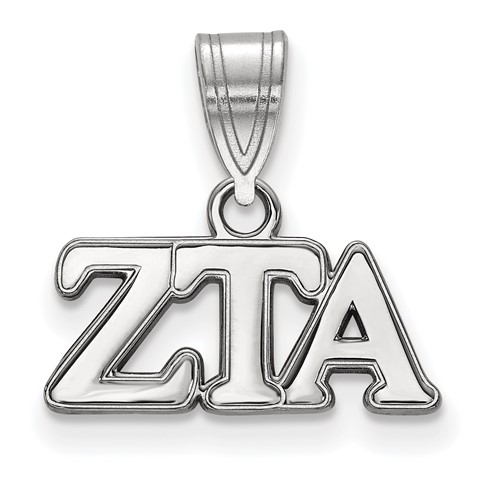 Sterling Silver Rhodium-plated LogoArt Zeta Tau Alpha Sorority Greek Letters Medium Pendant