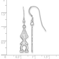 Sterling Silver Rhodium-plated LogoArt Alpha Chi Omega Sorority Greek Letters Small Dangle Earrings view 2