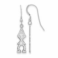 Sterling Silver Rhodium-plated LogoArt Alpha Chi Omega Sorority Greek Letters Small Dangle Earrings view 1