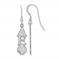 Sterling Silver Rhodium-plated LogoArt Alpha Epsilon Phi Sorority Greek Letters Medium Dangle Earrings view 1