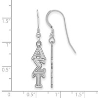 Sterling Silver Rhodium-plated LogoArt Alpha Sigma Tau Sorority Greek Letters Medium Dangle Earrings view 2