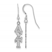 Sterling Silver Rhodium-plated LogoArt Alpha Sigma Tau Sorority Greek Letters Medium Dangle Earrings view 1