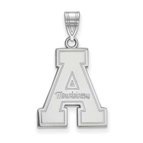 Sterling Silver Rhodium-plated LogoArt Appalachian State University Large Pendant