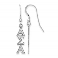 Sterling Silver Rhodium-plated LogoArt Alpha Sigma Alpha Sorority Greek Letters Medium Dangle Earrings view 1
