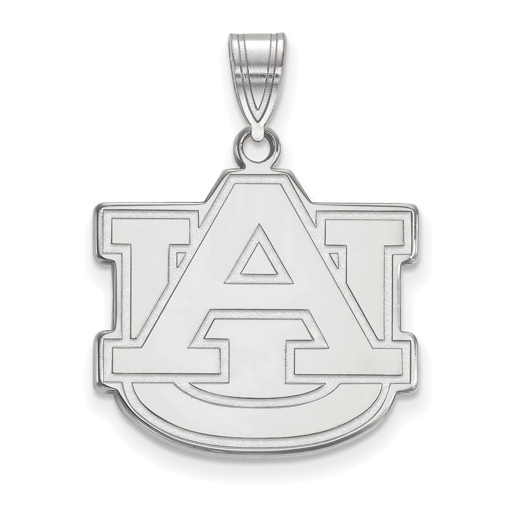 Sterling Silver Rhodium-plated LogoArt Auburn University A-u Large Pendant