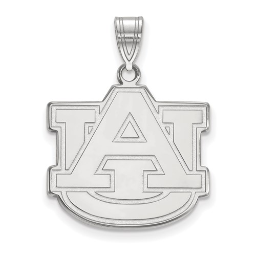 Sterling Silver Rhodium-plated LogoArt Auburn University A-u Large Pendant