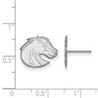 Sterling Silver Rhodium-plated LogoArt Boise State University Bronco Small Post Earrings view 2
