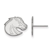 Sterling Silver Rhodium-plated LogoArt Boise State University Bronco Small Post Earrings view 1