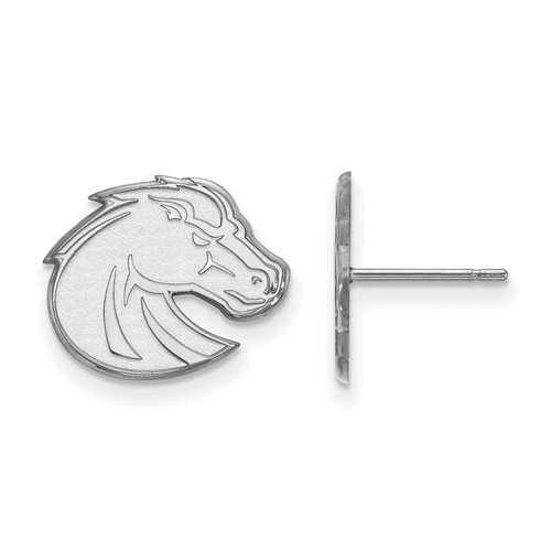 Sterling Silver Rhodium-plated LogoArt Boise State University Bronco Small Post Earrings