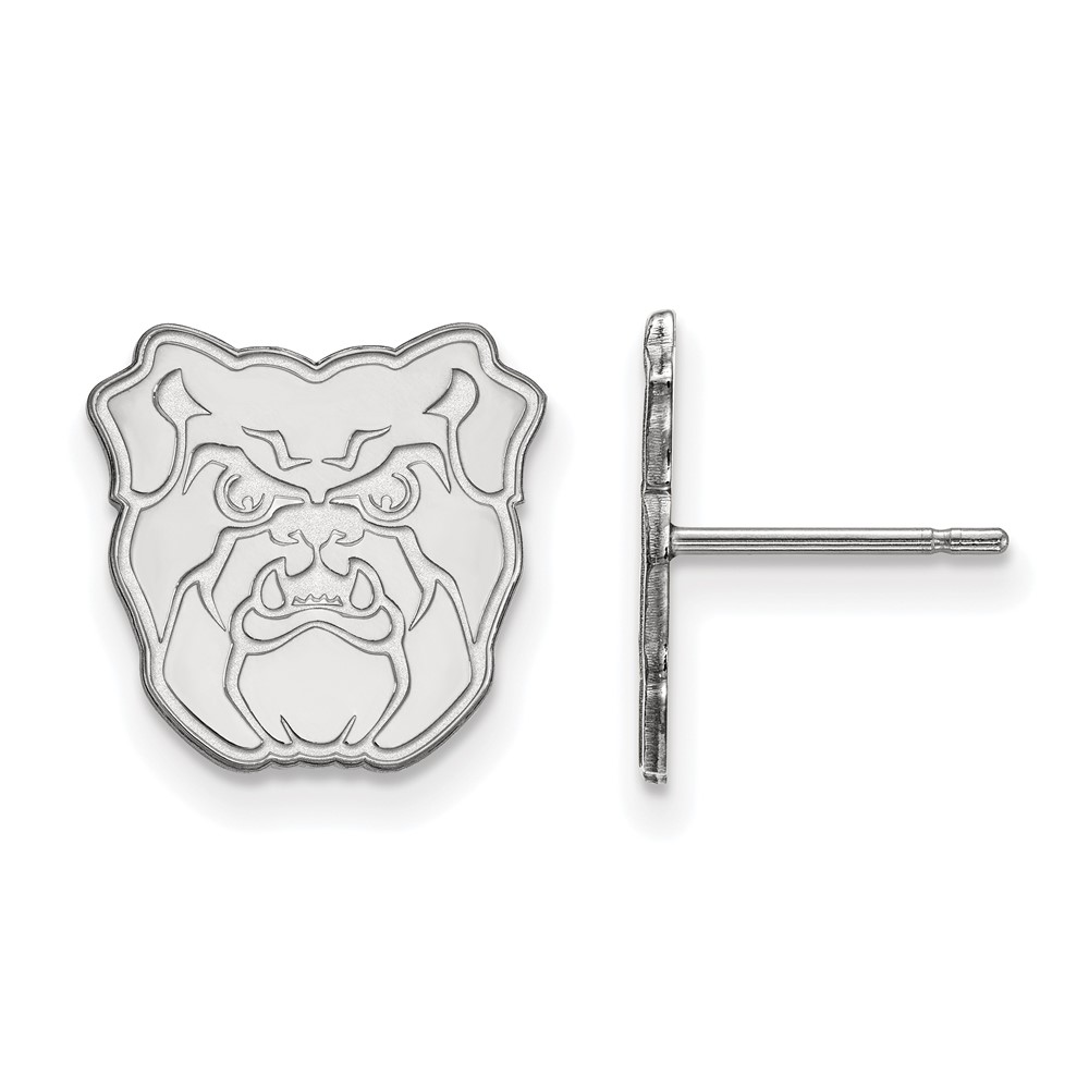 Sterling Silver Rhodium-plated LogoArt Butler University Bulldog Small Post Earrings