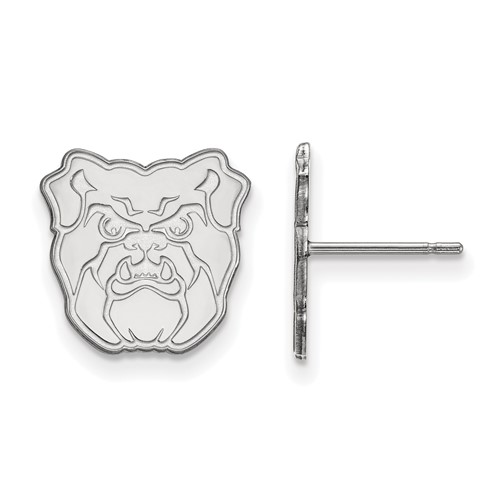 Sterling Silver Rhodium-plated LogoArt Butler University Bulldog Small Post Earrings