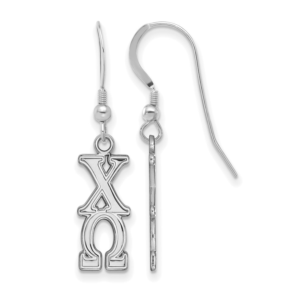 Sterling Silver Rhodium-plated LogoArt Chi Omega Sorority Greek Letters Medium Dangle Earrings