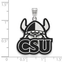 Sterling Silver Rhodium-plated LogoArt Cleveland State University Extra Large Enameled Pendant view 2