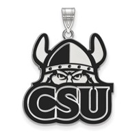Sterling Silver Rhodium-plated LogoArt Cleveland State University Extra Large Enameled Pendant view 1