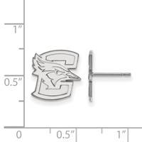 Sterling Silver Rhodium-plated LogoArt Creighton University Bluejay Small Post Earrings view 2
