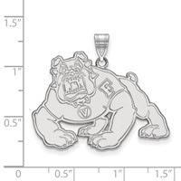 Sterling Silver Rhodium-plated LogoArt California State University Fresno Bulldog Extra Large Pendant view 2