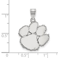 Sterling Silver Rhodium-plated LogoArt Clemson University Tiger Paw Large Pendant view 2