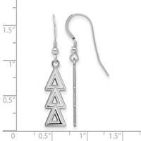 Sterling Silver Rhodium-plated LogoArt Delta Delta Delta Sorority Greek Letters Medium Dangle Earrings view 2