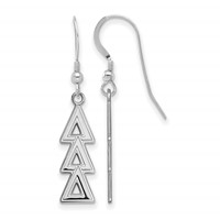Sterling Silver Rhodium-plated LogoArt Delta Delta Delta Sorority Greek Letters Medium Dangle Earrings view 1