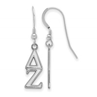 Sterling Silver Rhodium-plated LogoArt Delta Zeta Sorority Greek Letters Small Dangle Earrings view 1
