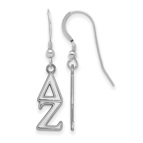 Sterling Silver Rhodium-plated LogoArt Delta Zeta Sorority Greek Letters Small Dangle Earrings