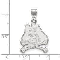 Sterling Silver Rhodium-plated LogoArt East Carolina University Pirate Large Pendant view 2