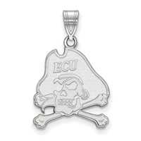 Sterling Silver Rhodium-plated LogoArt East Carolina University Pirate Large Pendant view 1