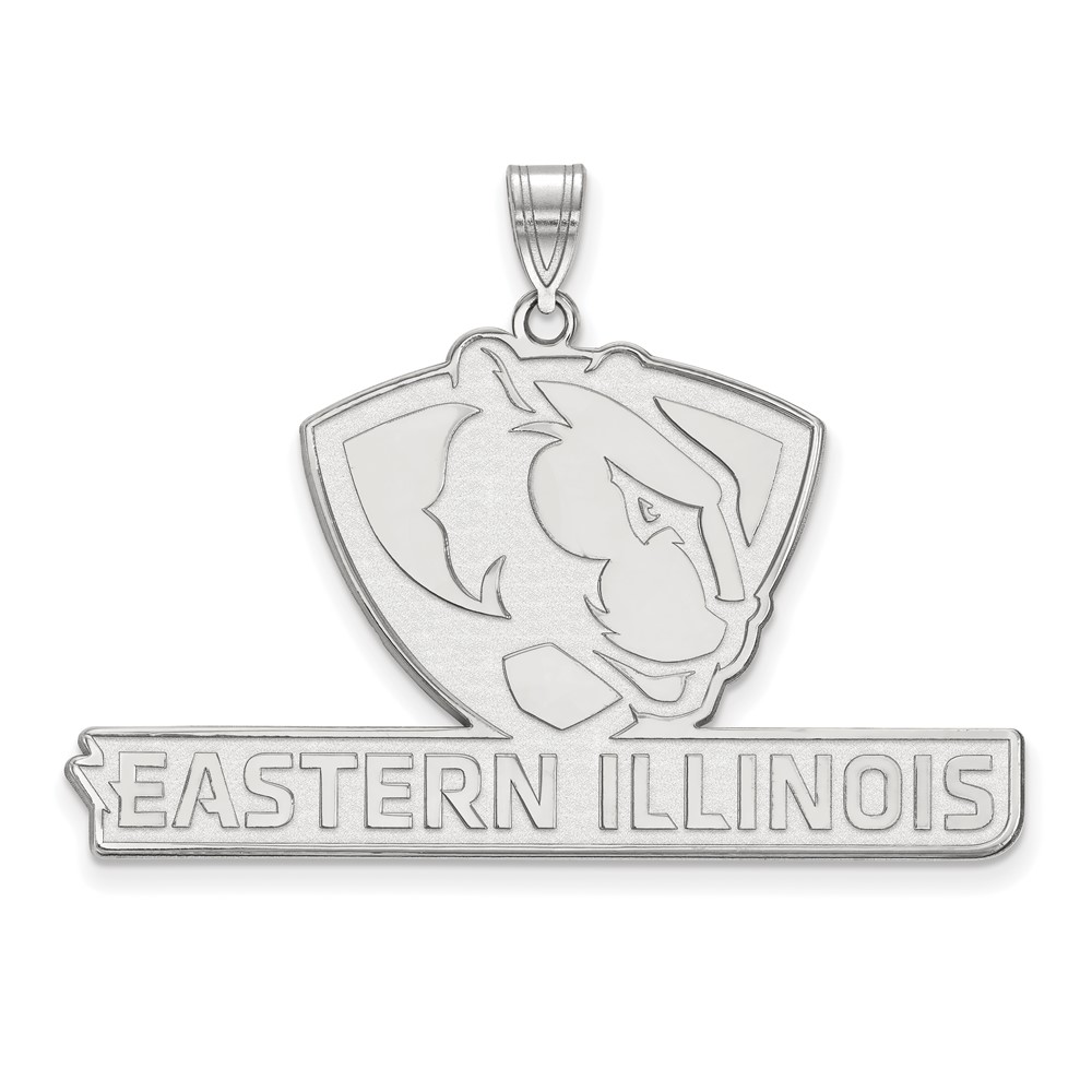Sterling Silver Rhodium-plated LogoArt Eastern Illinois University Extra Large Pendant