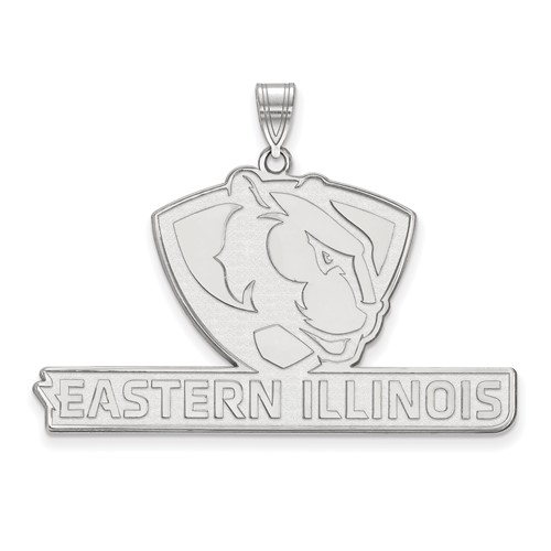 Sterling Silver Rhodium-plated LogoArt Eastern Illinois University Extra Large Pendant