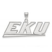 Sterling Silver Rhodium-plated LogoArt Eastern Kentucky University E-k-u Large Pendant view 1