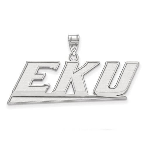 Sterling Silver Rhodium-plated LogoArt Eastern Kentucky University E-k-u Large Pendant