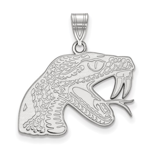 Sterling Silver Rhodium-plated LogoArt Florida a and M University Rattler Large Pendant