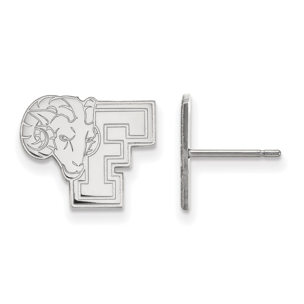 Sterling Silver Rhodium-plated LogoArt Fordham University Ram Small Post Earrings