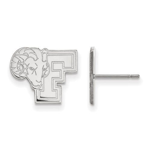 Sterling Silver Rhodium-plated LogoArt Fordham University Ram Small Post Earrings