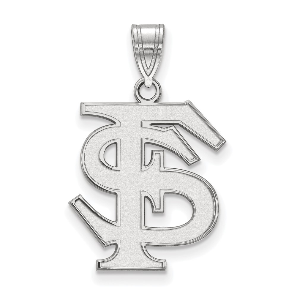 Sterling Silver Rhodium-plated LogoArt Florida State University F-s Large Pendant