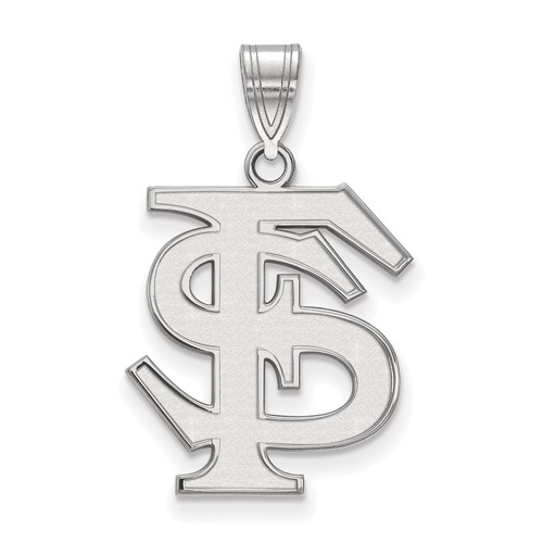 Sterling Silver Rhodium-plated LogoArt Florida State University F-s Large Pendant