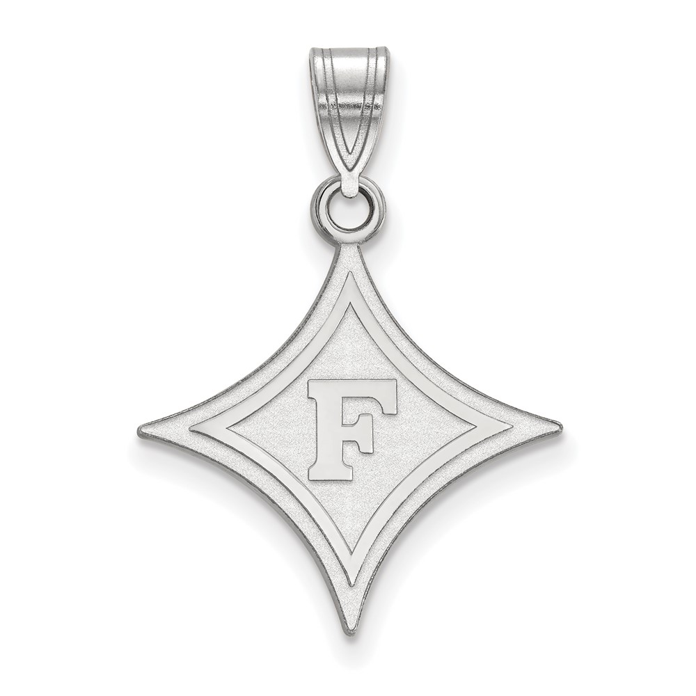 Sterling Silver Rhodium-plated LogoArt Furman University Large Pendant