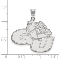 Sterling Silver Rhodium-plated LogoArt Gonzaga University G-u Bulldog Extra Large Pendant view 2