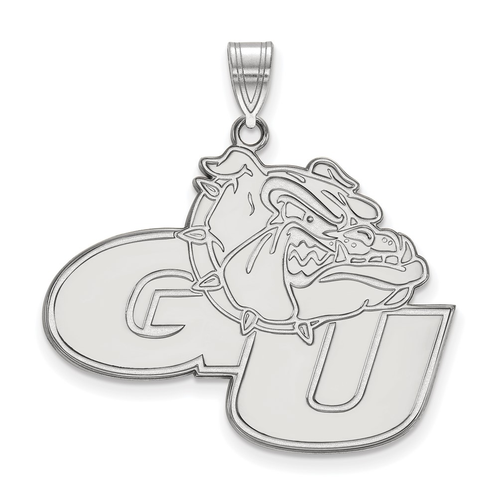Sterling Silver Rhodium-plated LogoArt Gonzaga University G-u Bulldog Extra Large Pendant