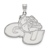 Sterling Silver Rhodium-plated LogoArt Gonzaga University G-u Bulldog Extra Large Pendant view 1